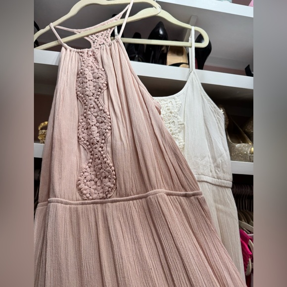 Linen-Like Pink and Off White Maxi Dresses (2) - Picture 3 of 4